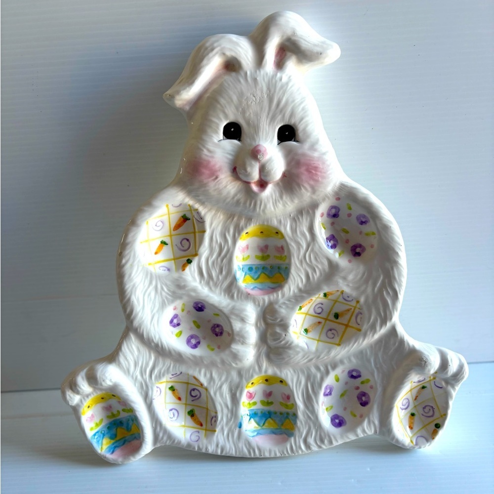 Ceramic Easter Bunny Egg Holder with Chips
